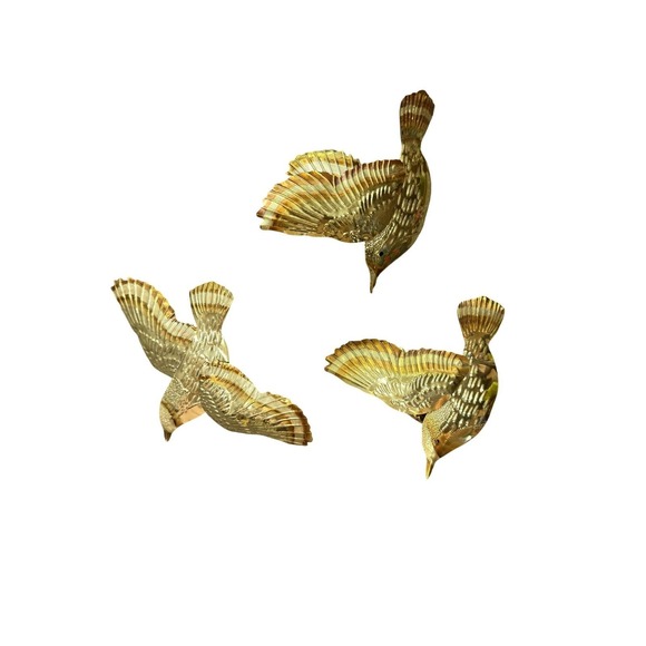 Namco Other - Set‎ of 3 Brass Flying Birds Wall Decor Metal Sculptures Swallow Trio Embossed